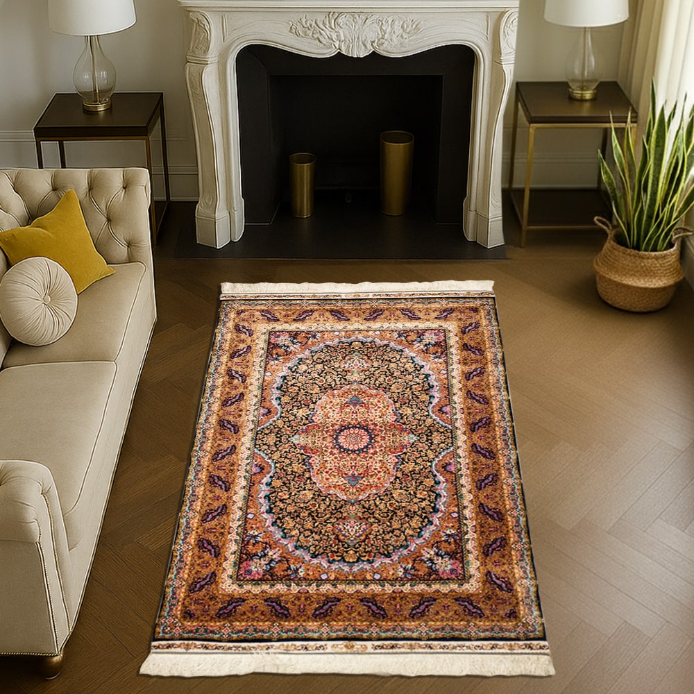 Multicolour Silk Carpet – Handwoven Traditional Heritage Rug