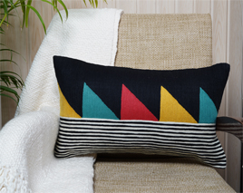 Sail La Vie - Rectangular Bauhaus-Inspired Cushion with Bold Color block and Striped Detailing Sail La Vie - Rectangular Bauhaus-Inspired Cushion with Bold Color block and Striped Detailing