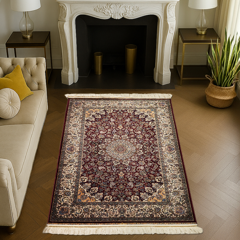 Persian Royal Silk Carpet – Classic Medallion Design Luxury Traditional Rug