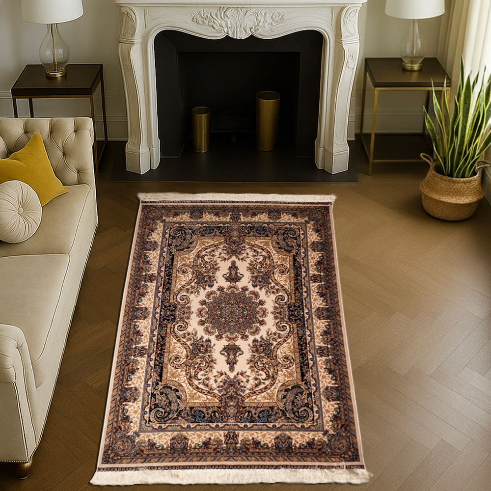 Royal Gardenia Silk Carpet – Elegant Persian Design