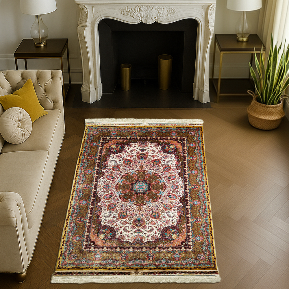 Nelofer Gardenia Silk Carpet – Persian Silk Carpet for Luxurious Home Decor