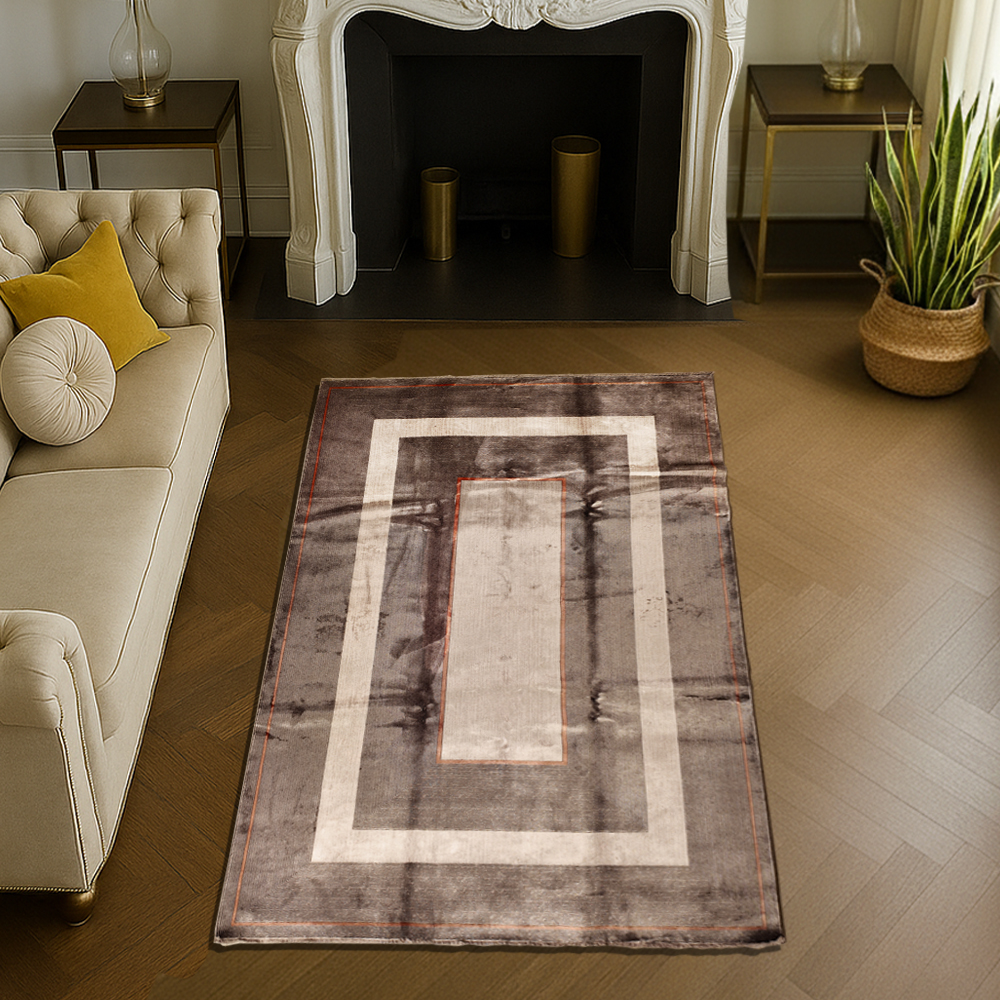 Modern Design Grey Mosaic Silk Carpet – Contemporary Floor Decor