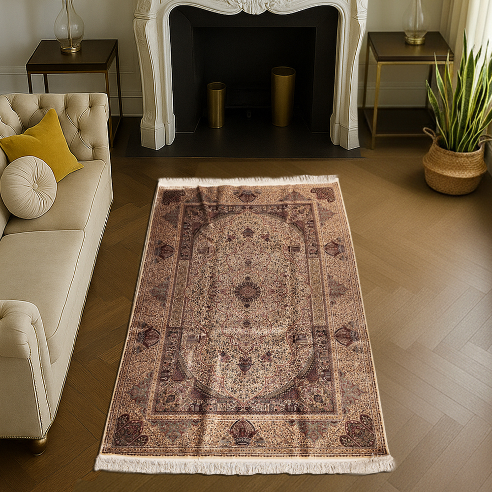 Simply Graceful Royal Beige Silk Carpet – Persian Heritage Collection