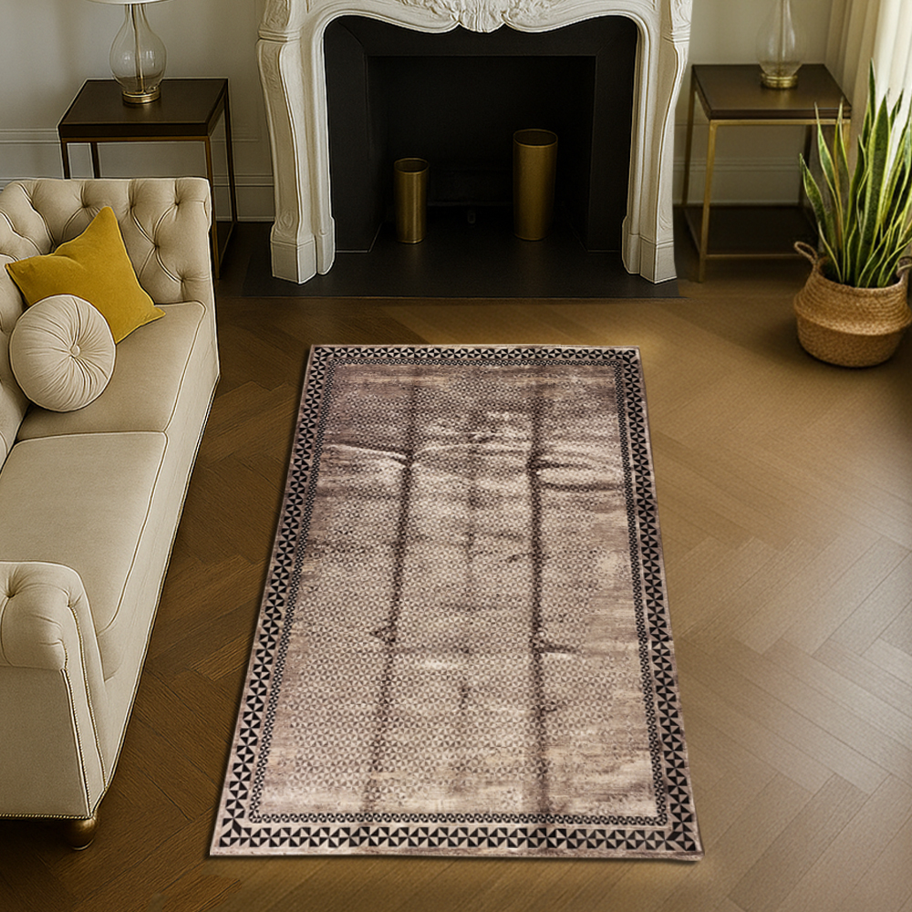 Modern Design Grey Pattern Mosaic Silk Carpet – Geometric Luxury