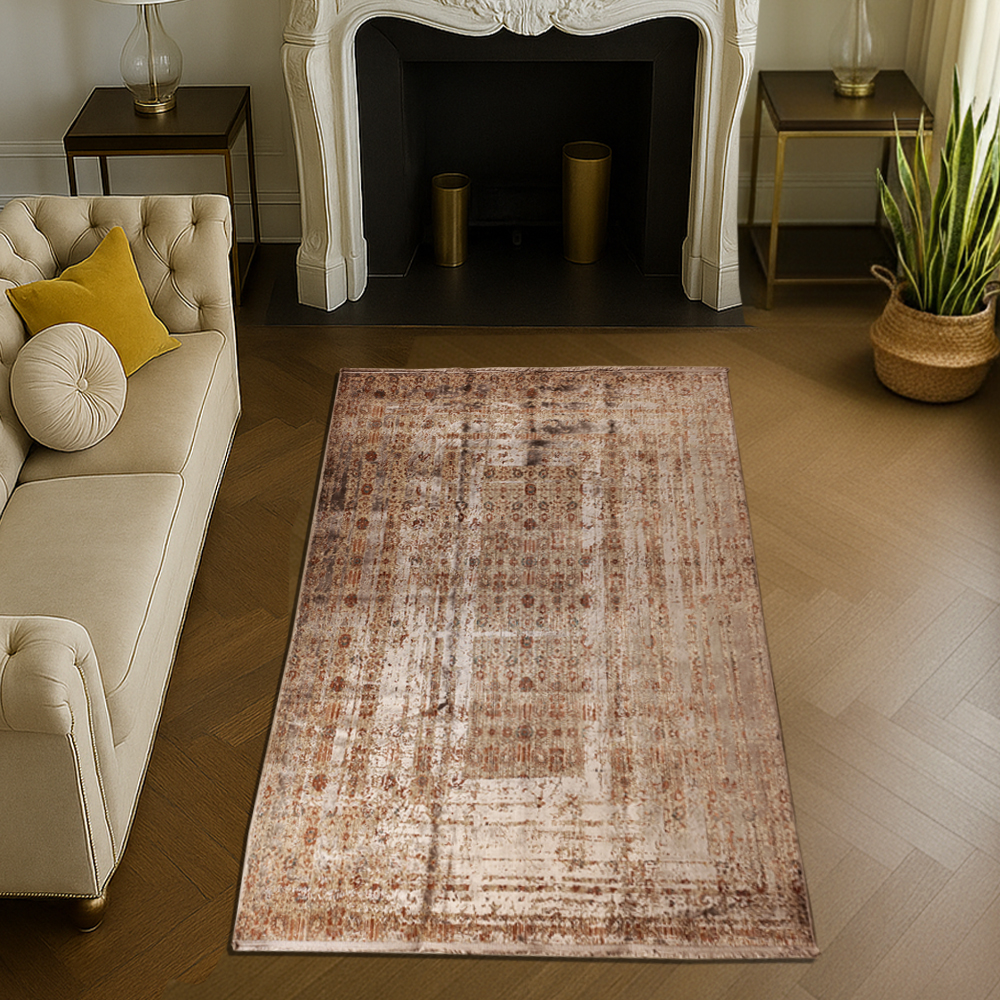 Modern Design Blue-Grey Distressed Vintage Carpet – Large Contemporary Floor Mat
