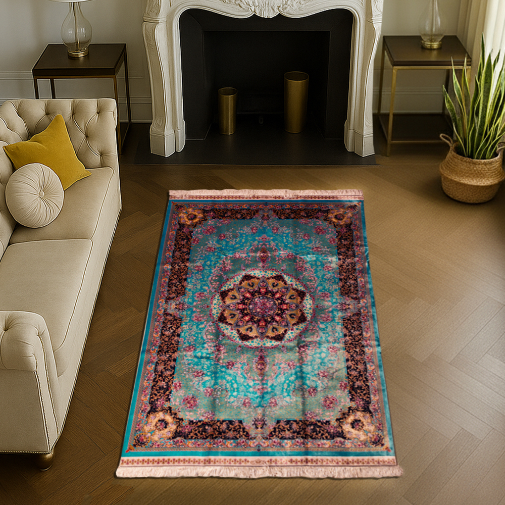 Firoza Traditional Persian Silk Carpet – Large Floor Carpet