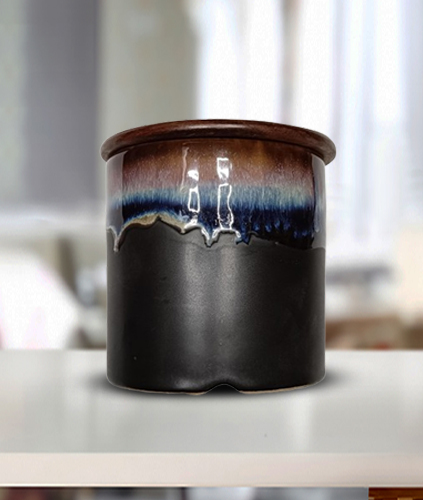 Royal Black Blue Shaded Circular Canister
