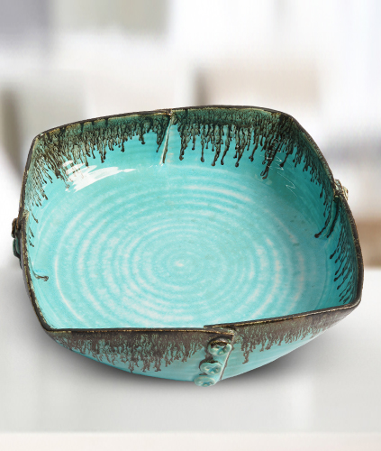 Ocean Blue Large Square Bowl