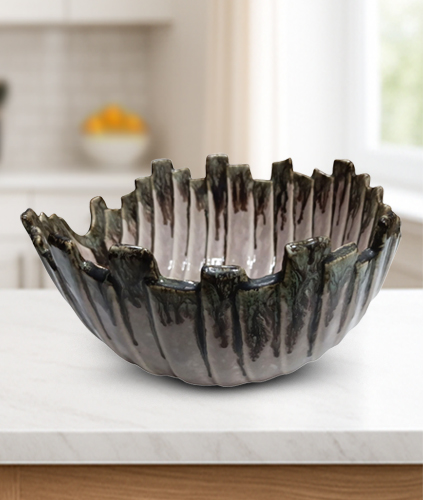 Grey Edged Serving Bowl