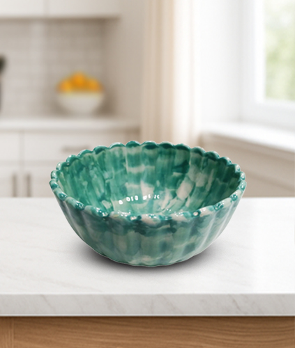 Curved Edge Turquoise Bowl