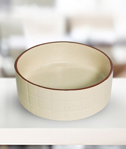 Brown Edged Cream Round Bowl