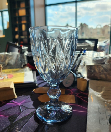 Light Blue Glass Goblet Set of 6