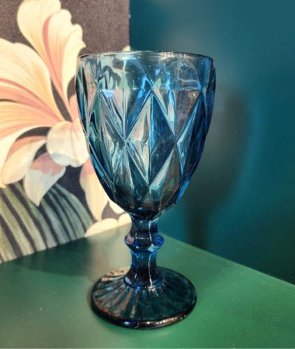 Dark Blue Glass Goblet Set of 6