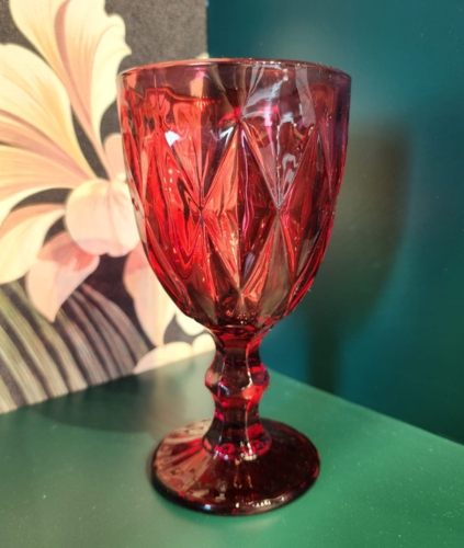Red Glass Goblet Set of 6