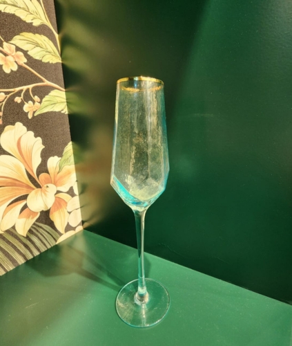 Aqua Gold Glass Goblet Set of 6