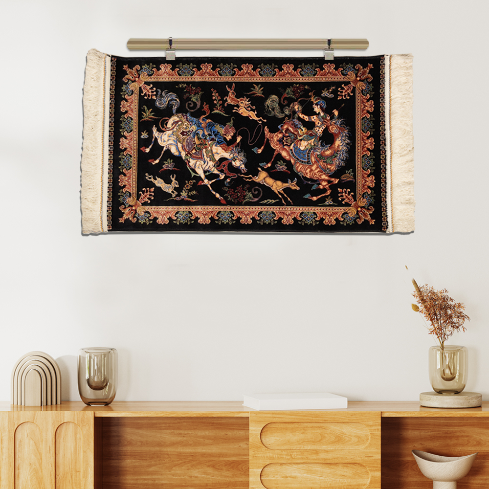 Gazelle Hunting Silk Tapestry – Indo-Persian Heritage Wall Hanging