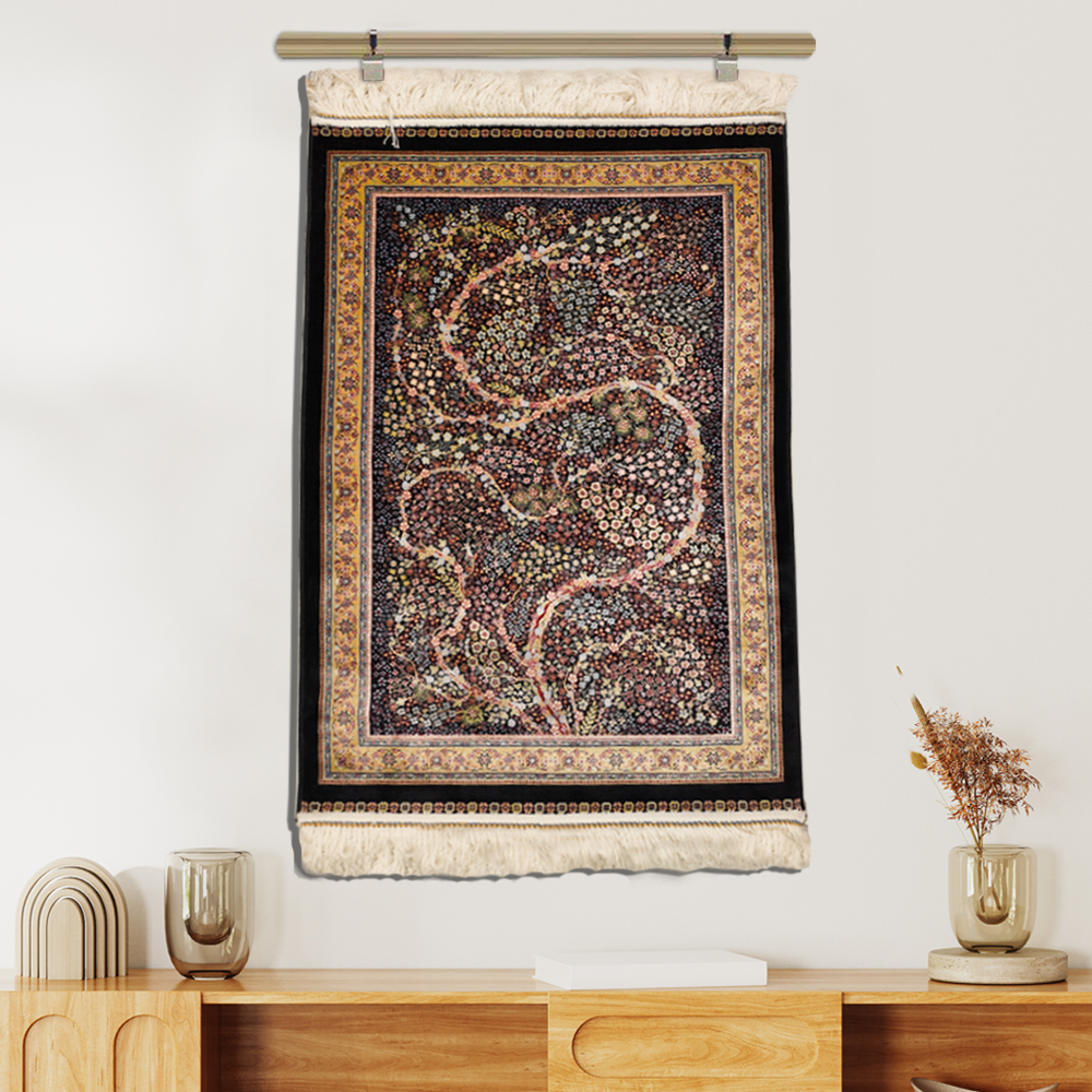 Wisdom Tree Silk Tapestry – Intricate Indo-Persian Wall Art
