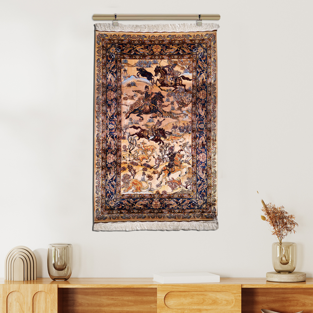 Hunting Scene Tapestry – Traditional Indo-Persian Wall Art